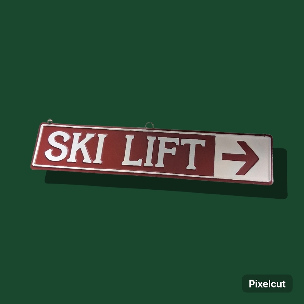 Ski Lift Arrow Wall Sign - Red and White